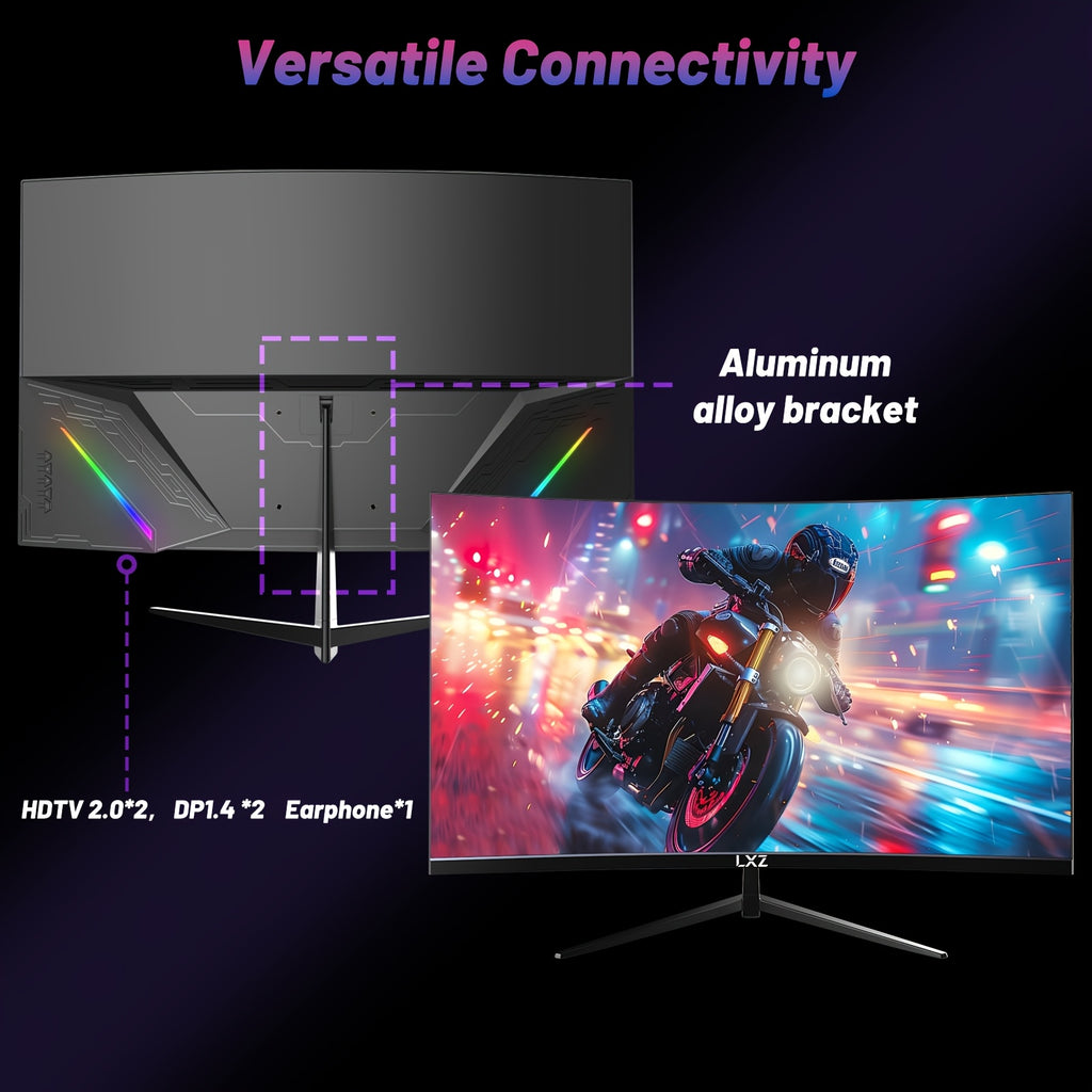 LXZ 32 Inch Curved Gaming Monitor 180Hz, 2K QHD(2560×1440P), 1500R PC Monitor, Frameless, Computer Display With FreeSync Technology, Wall Mountable, Gift For Boys Girls, Christmas Gift, Birthday Gift
