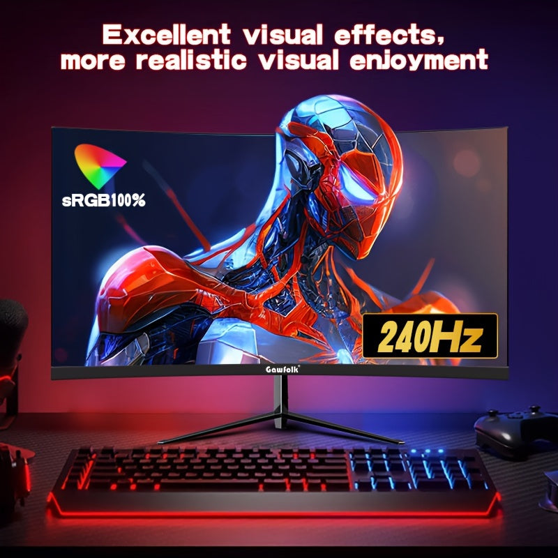 Gawfolk 32-inch 180/240Hz Gaming Monitor, Full HD 1K/2K 1920*1080/2560*1440 Resolution Frameless 1800R Curved Computer Screen with FreeSync And EyeCare Technology, Speakerless VESA Support