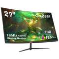 27-inch Curved Monitor 165Hz FHD 1080P VA Screen 1ms GTG Home Office Computer Gaming Monitor, FreeSync Technology, 100% SRGB, HDR, HDTV, DP, Built-in Speaker, Adjustable Tilt, 100×100mm VESA