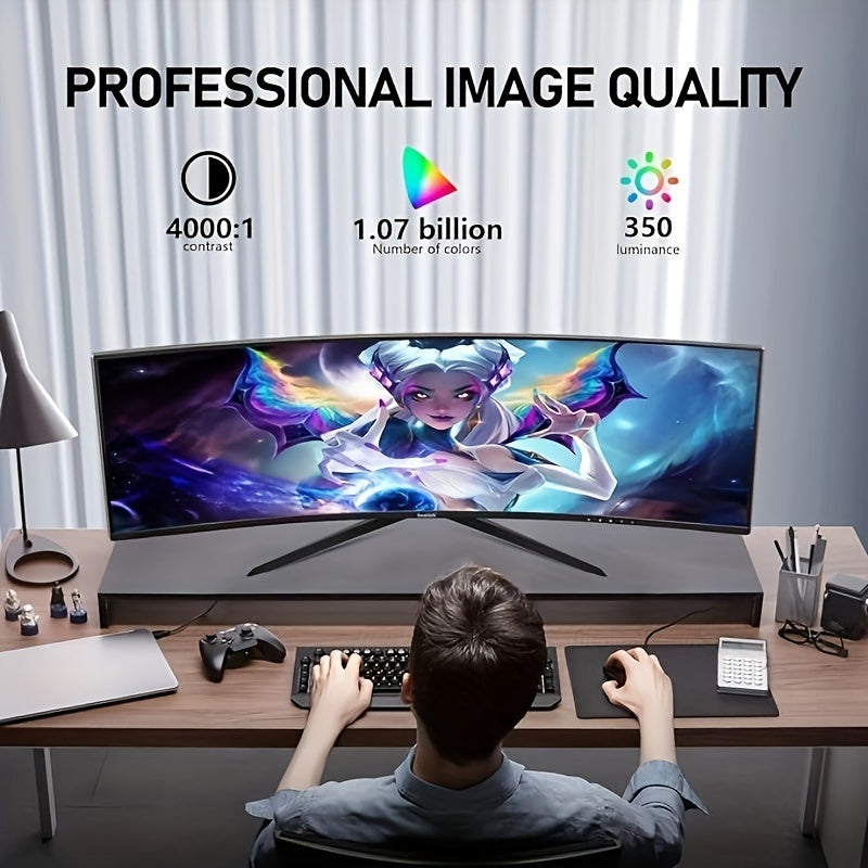 Gawfolk 34" Ultra-Wide Curved Gaming Monitor - 144Hz, UWQHD (3440x1440), Adaptive Sync, 178° Viewing Angle, Display Port, Wall Mount Compatible, Black
