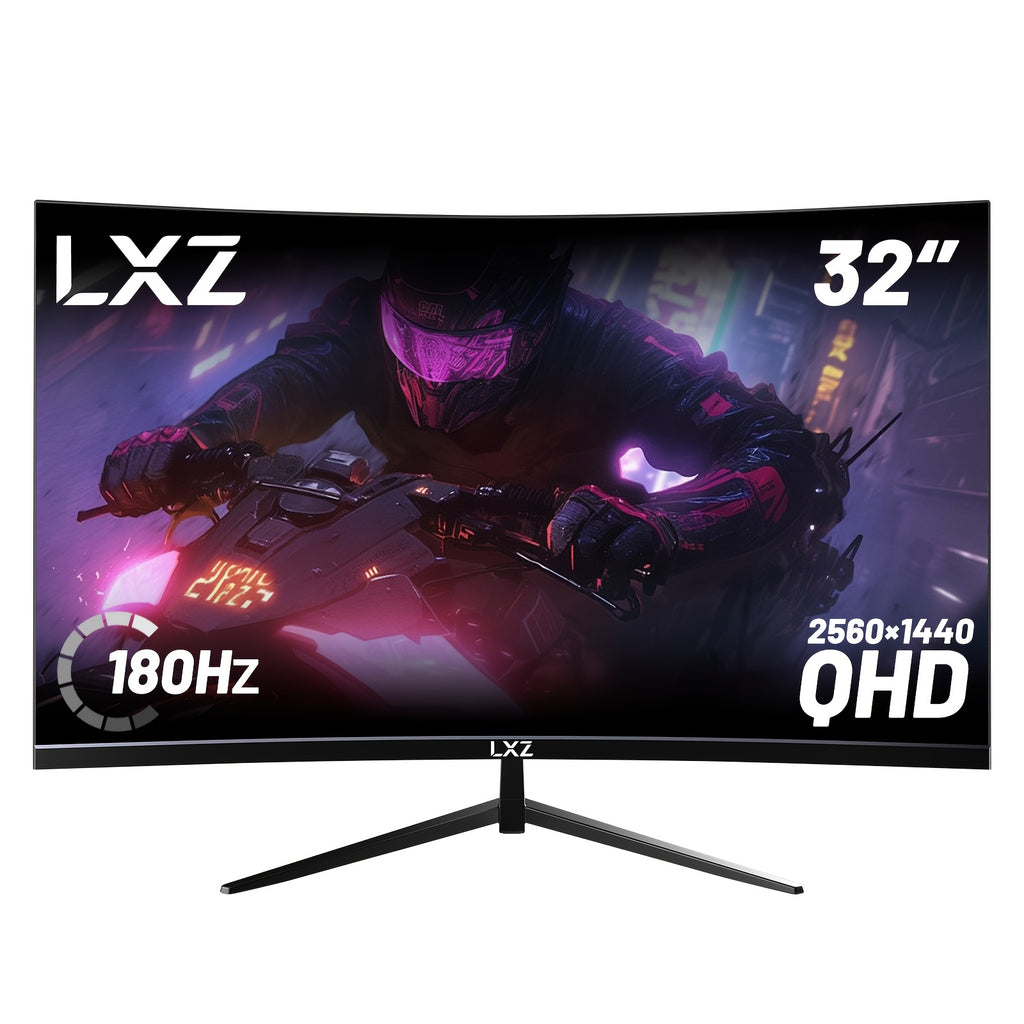 LXZ 32 Inch Curved Gaming Monitor 180Hz, 2K QHD(2560×1440P), 1500R PC Monitor, Frameless, Computer Display With FreeSync Technology, Wall Mountable, Gift For Boys Girls, Christmas Gift, Birthday Gift
