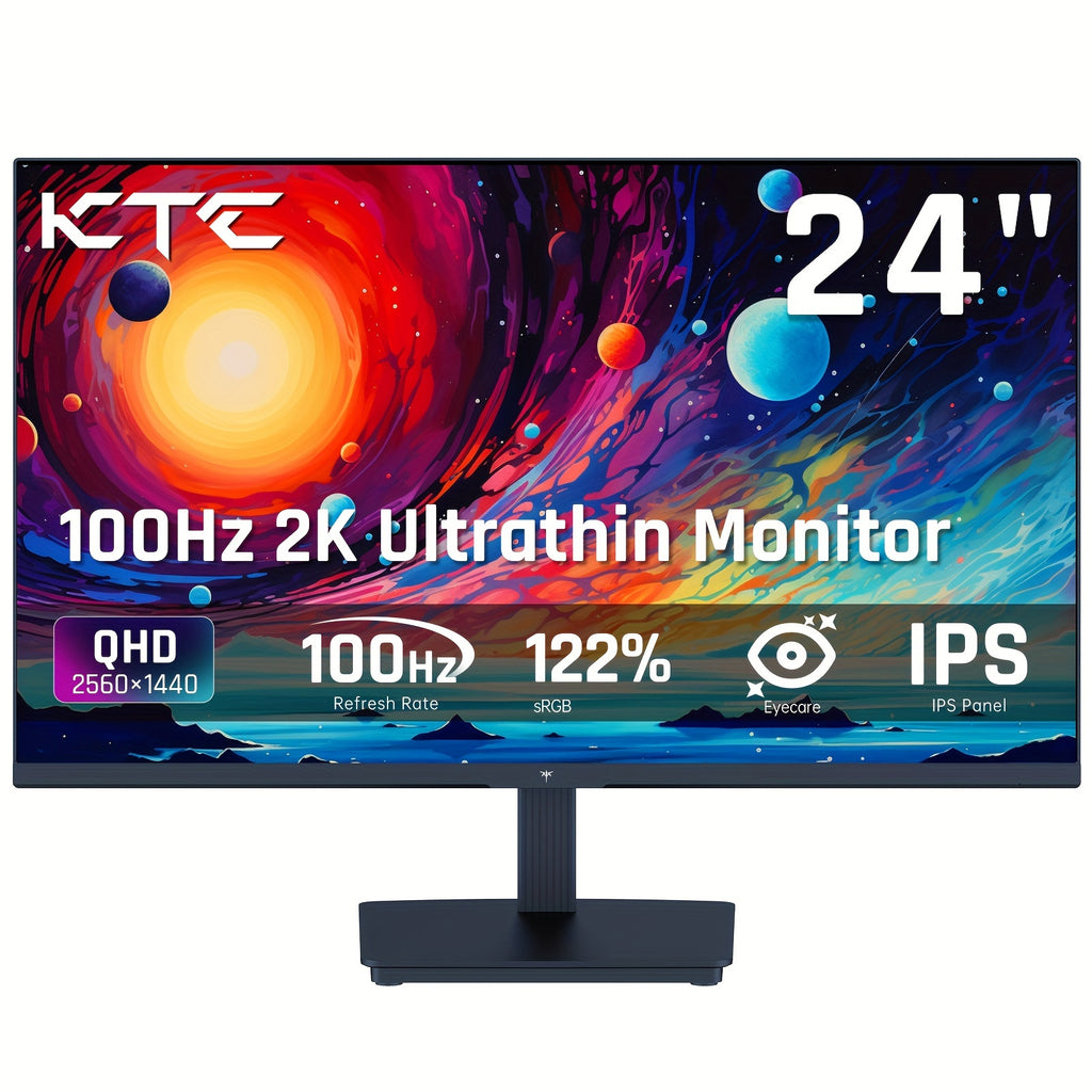 24" QHD 2K 100Hz IPS Gaming Monitor - 1300:1 Contrast, 122% SRGB, Anti-Blue Light, FreeSync & GSync, HDMI2.0/DP/Earphone - H24T27 for Gaming and Office Working