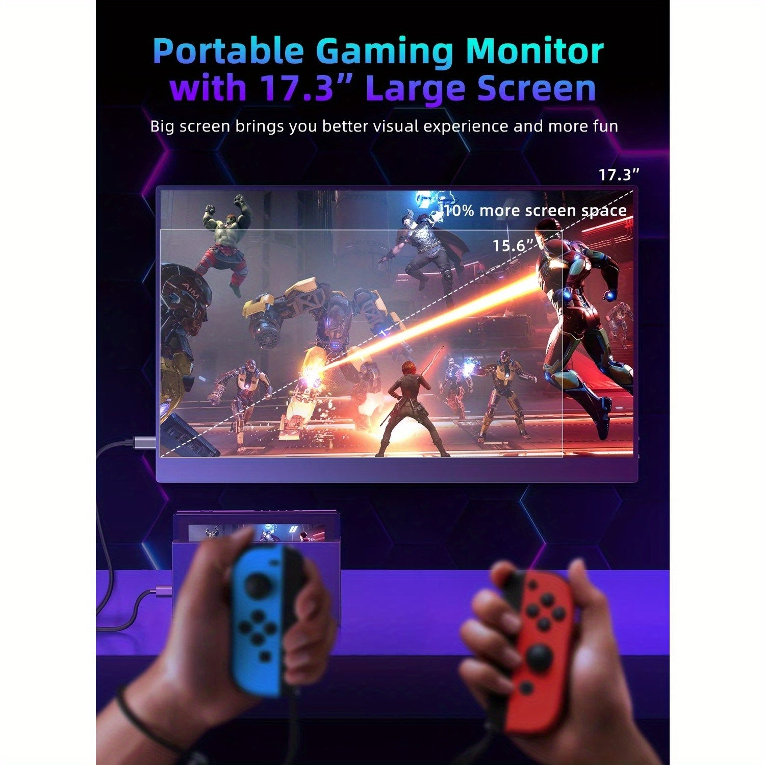 144HZ Gaming Monitor, 17.3" 1080P Portable Monitor For Laptop/PS5/Xbox, VESA Mountable