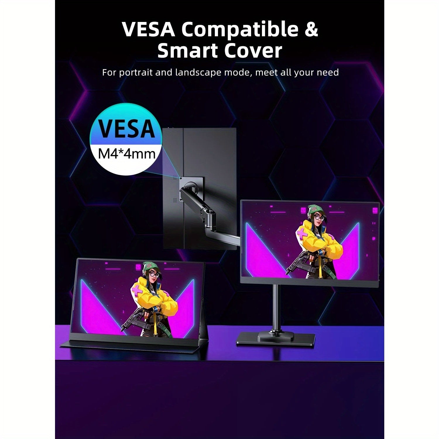 144HZ Gaming Monitor, 17.3" 1080P Portable Monitor For Laptop/PS5/Xbox, VESA Mountable