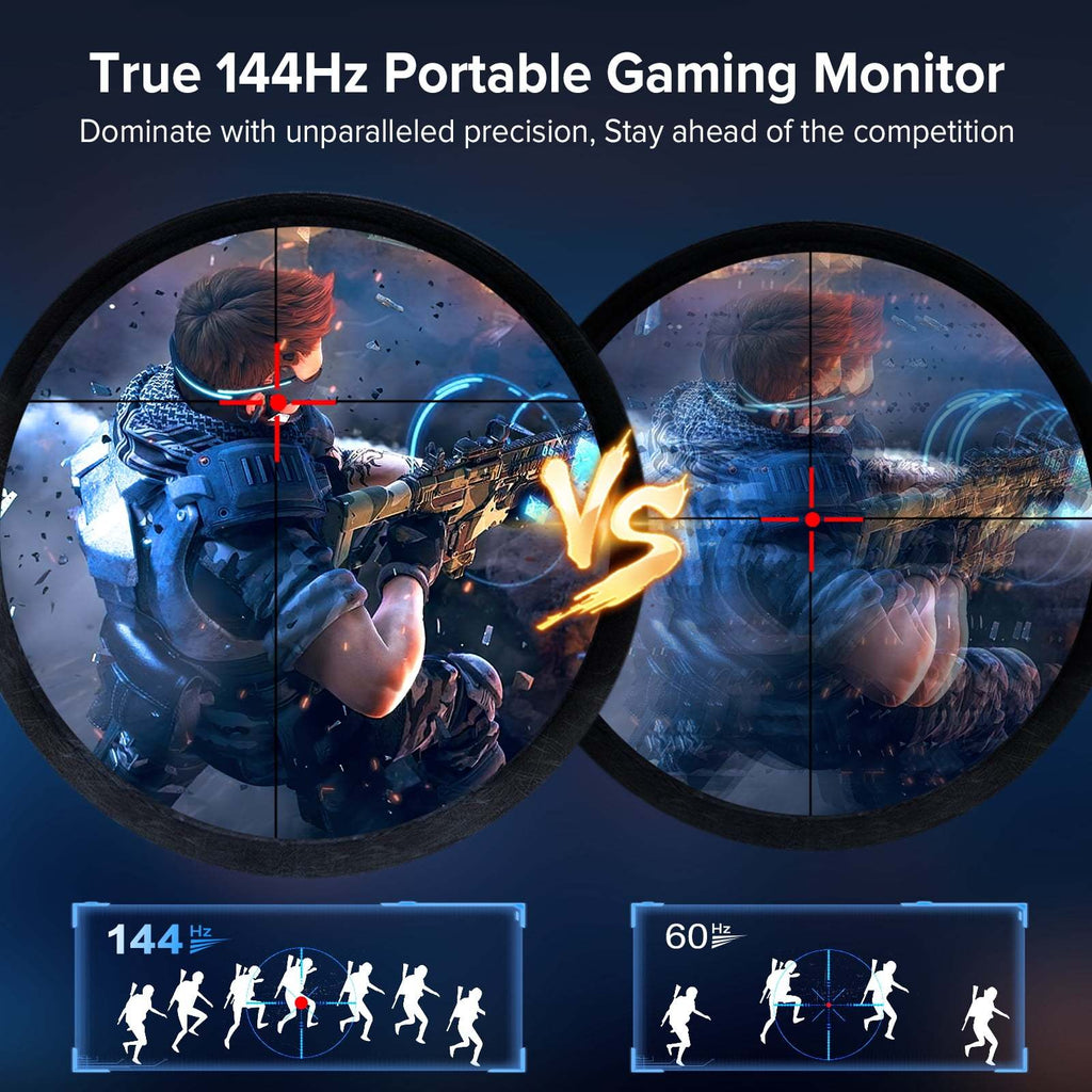 144HZ Gaming Monitor, 17.3" 2K Portable Monitor HDR FreeSync IPS Screen w/VESA for Esports Switch PS5 Xbox Steam Deck
