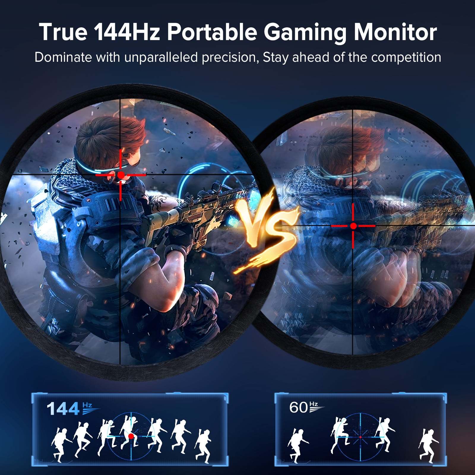 144HZ Gaming Monitor, 17.3" 2K Portable Monitor HDR FreeSync IPS Screen w/VESA for Esports Switch PS5 Xbox Steam Deck