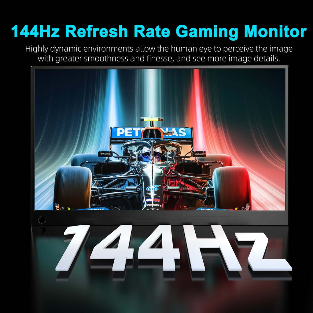 144HZ Gaming Monitor, 17.3" 2K Portable Monitor HDR FreeSync IPS Screen w/VESA for Esports Switch PS5 Xbox Steam Deck
