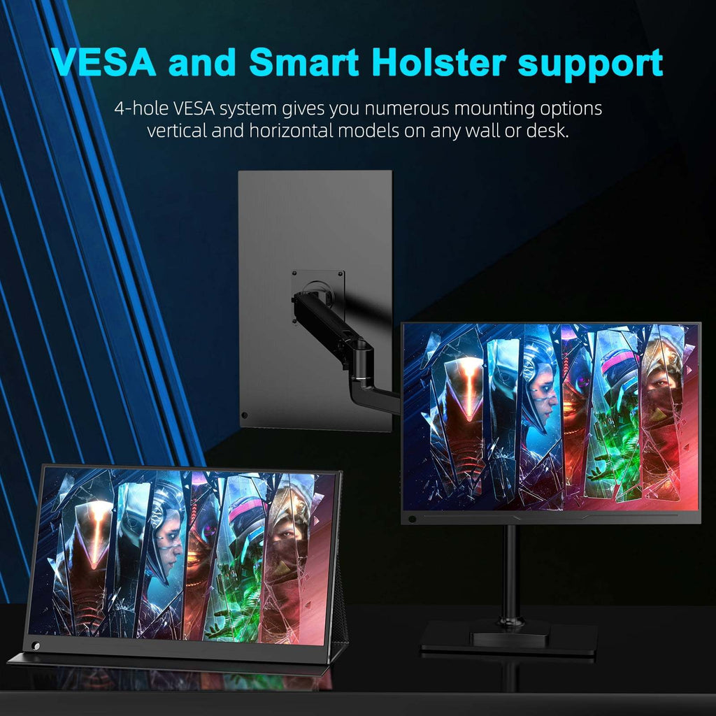 144HZ Gaming Monitor, 17.3" 2K Portable Monitor HDR FreeSync IPS Screen w/VESA for Esports Switch PS5 Xbox Steam Deck