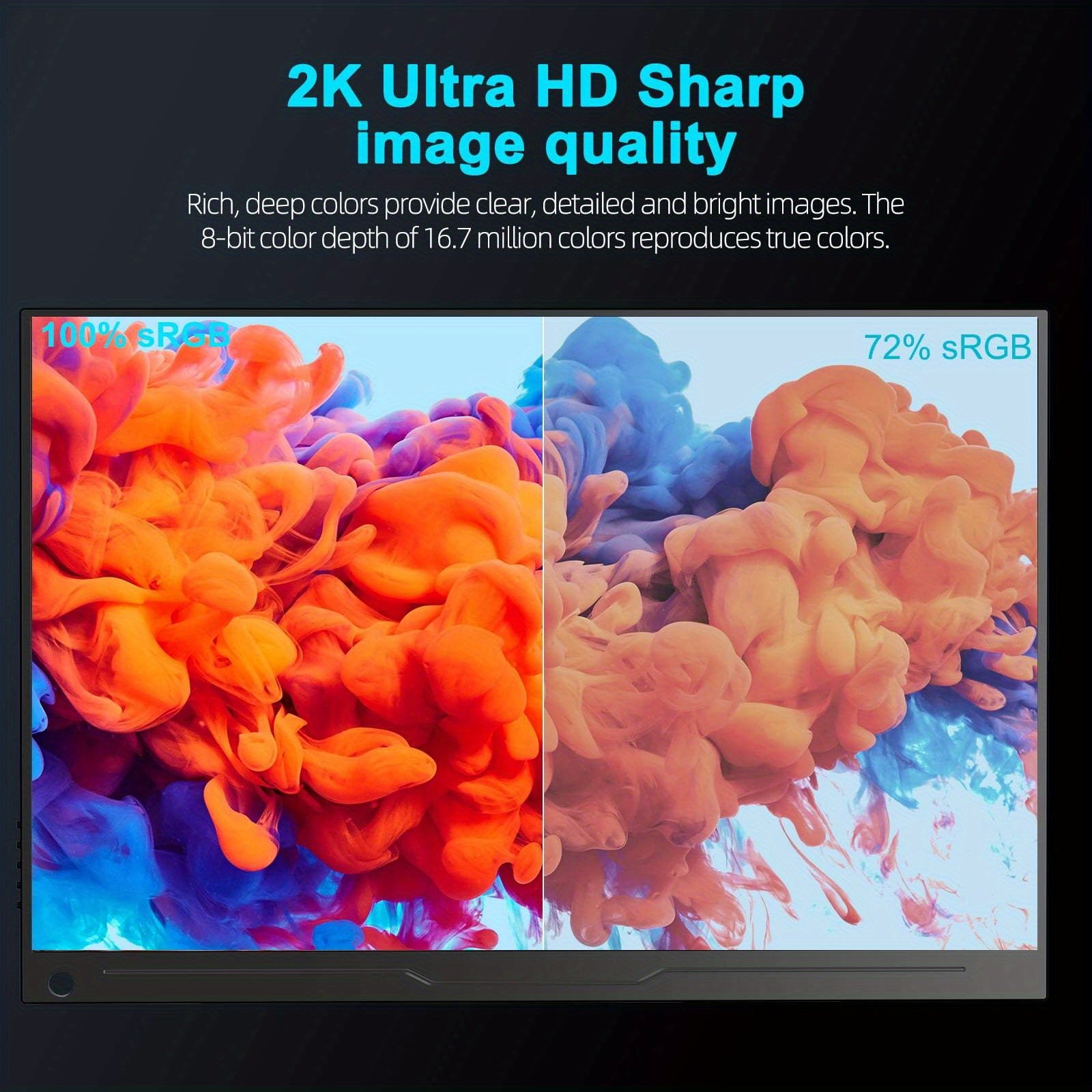 144HZ Gaming Monitor, 17.3" 2K Portable Monitor HDR FreeSync IPS Screen w/VESA for Esports Switch PS5 Xbox Steam Deck