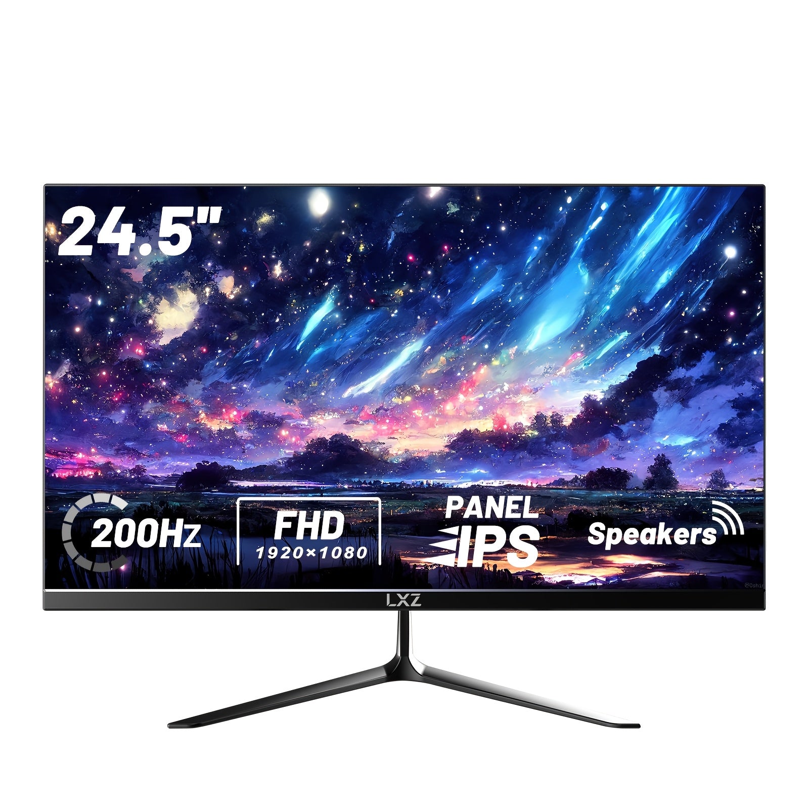 LXZ 24.5" Gaming Monitor - 200Hz FHD 1080P, Frameless Design with Built-in Speaker, Wall Mount Compatible - Perfect Christmas or Birthday Gift for Gamers, Gaming Room Decor, Boys Girls, Computer Monitor