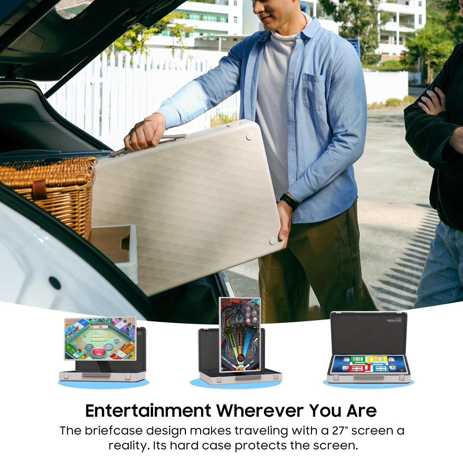 Apolosign 32 Inch Portable TV, Smart Screen, Portable Monitor With Touch Screen, 8GB+128GB, 6800mAh Battery, 1080P, Camera 8MP, Rotation Rolling, Voice Remote Control Mobile TV, Android OS, Built-in Battery, Gaming Monitor, G