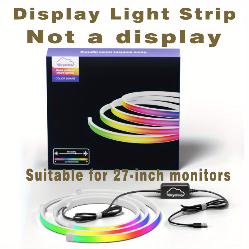 27" Assurged Ambience Display Screen Light - LED Backlit Gaming Monitor with Real-Time RGB+IC Ambient Lighting, Screen Color & Music Sync, High Frame Rate, USB Interface for Desk Gaming - Immersive Gaming Experience