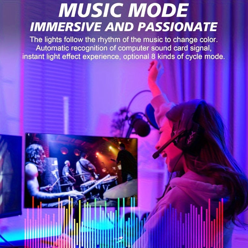 27" Assurged Ambience Display Screen Light - LED Backlit Gaming Monitor with Real-Time RGB+IC Ambient Lighting, Screen Color & Music Sync, High Frame Rate, USB Interface for Desk Gaming - Immersive Gaming Experience