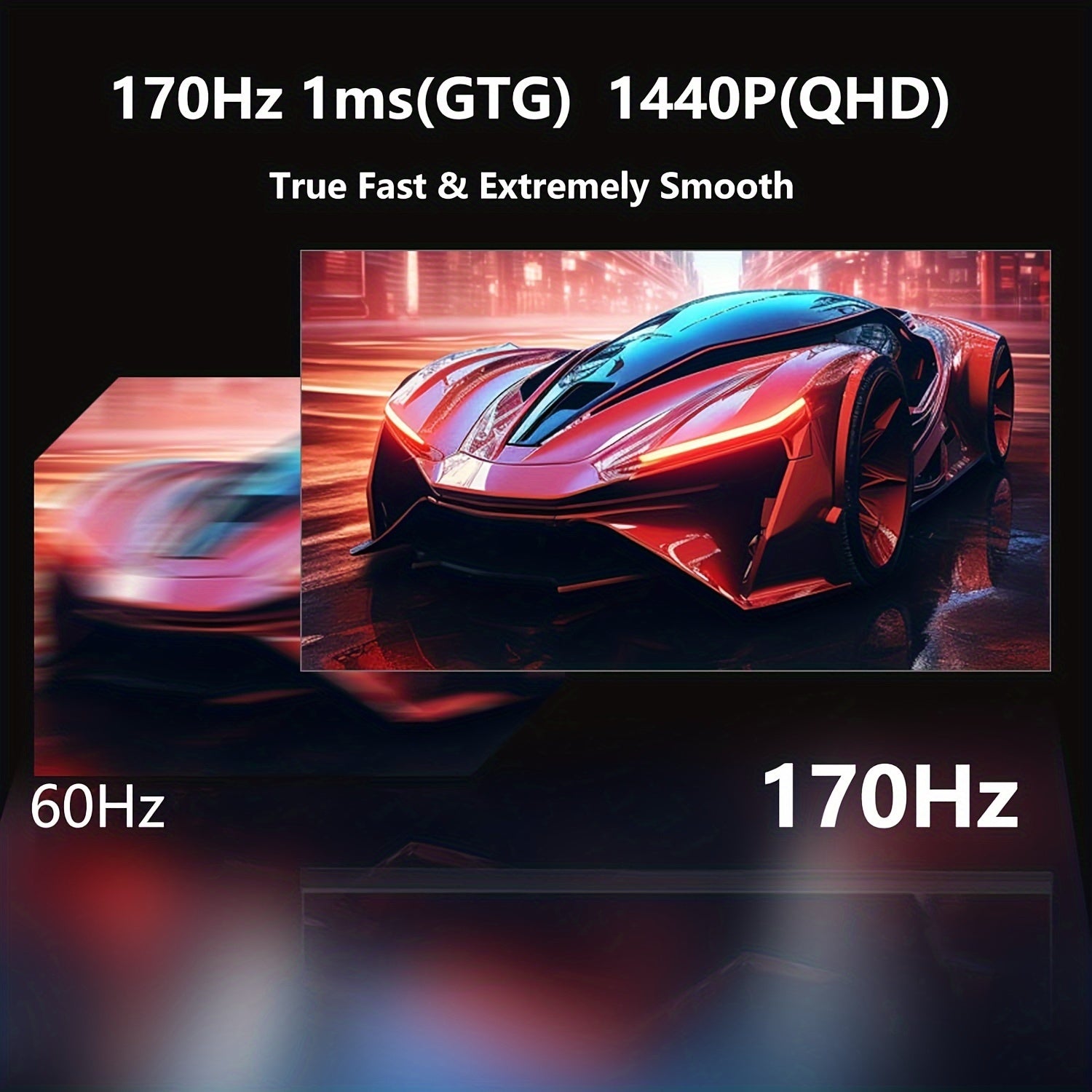27-inch 170hz IPS Gaming Monitor, 1ms MPRT, QHD 1440P (2560X1440) Gaming Monitor, Support 144hz/165hz/170hz, AMD Freesync Premium Display, Eye Care, DisplayPort, HDTV, VESA Mount