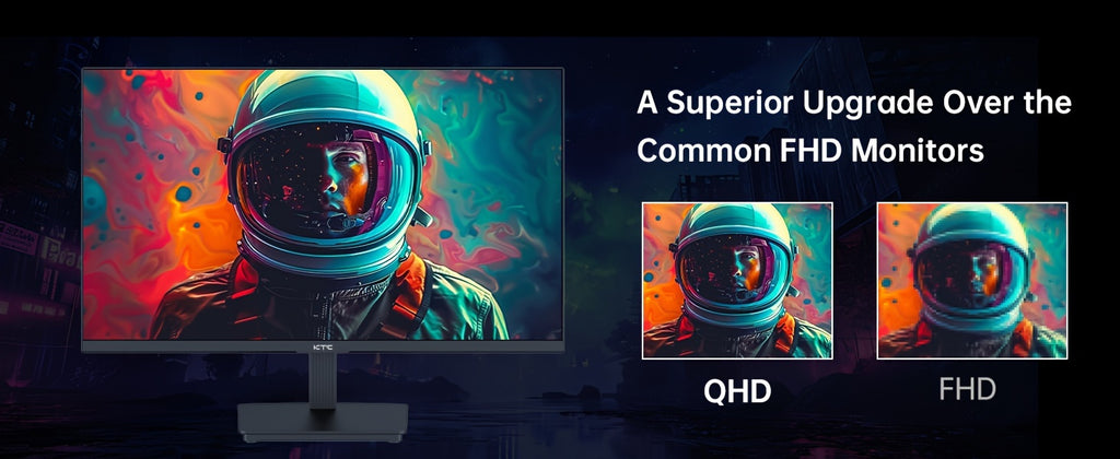 24" QHD 2K 100Hz IPS Gaming Monitor - 1300:1 Contrast, 122% SRGB, Anti-Blue Light, FreeSync & GSync, HDMI2.0/DP/Earphone - H24T27 for Gaming and Office Working