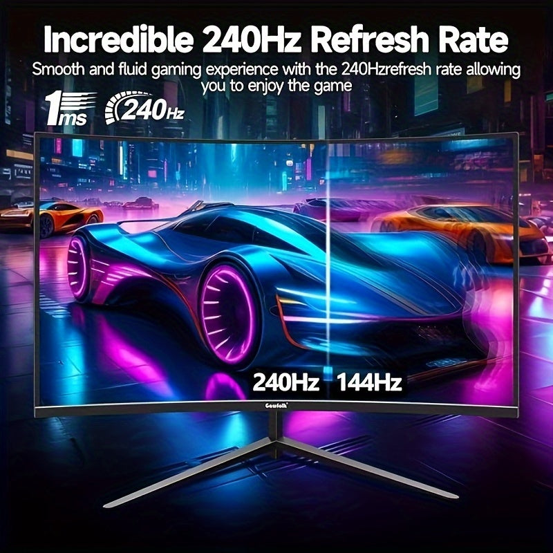 Gawfolk 32-inch 180/240Hz Gaming Monitor, Full HD 1K/2K 1920*1080/2560*1440 Resolution Frameless 1800R Curved Computer Screen with FreeSync And EyeCare Technology, Speakerless VESA Support
