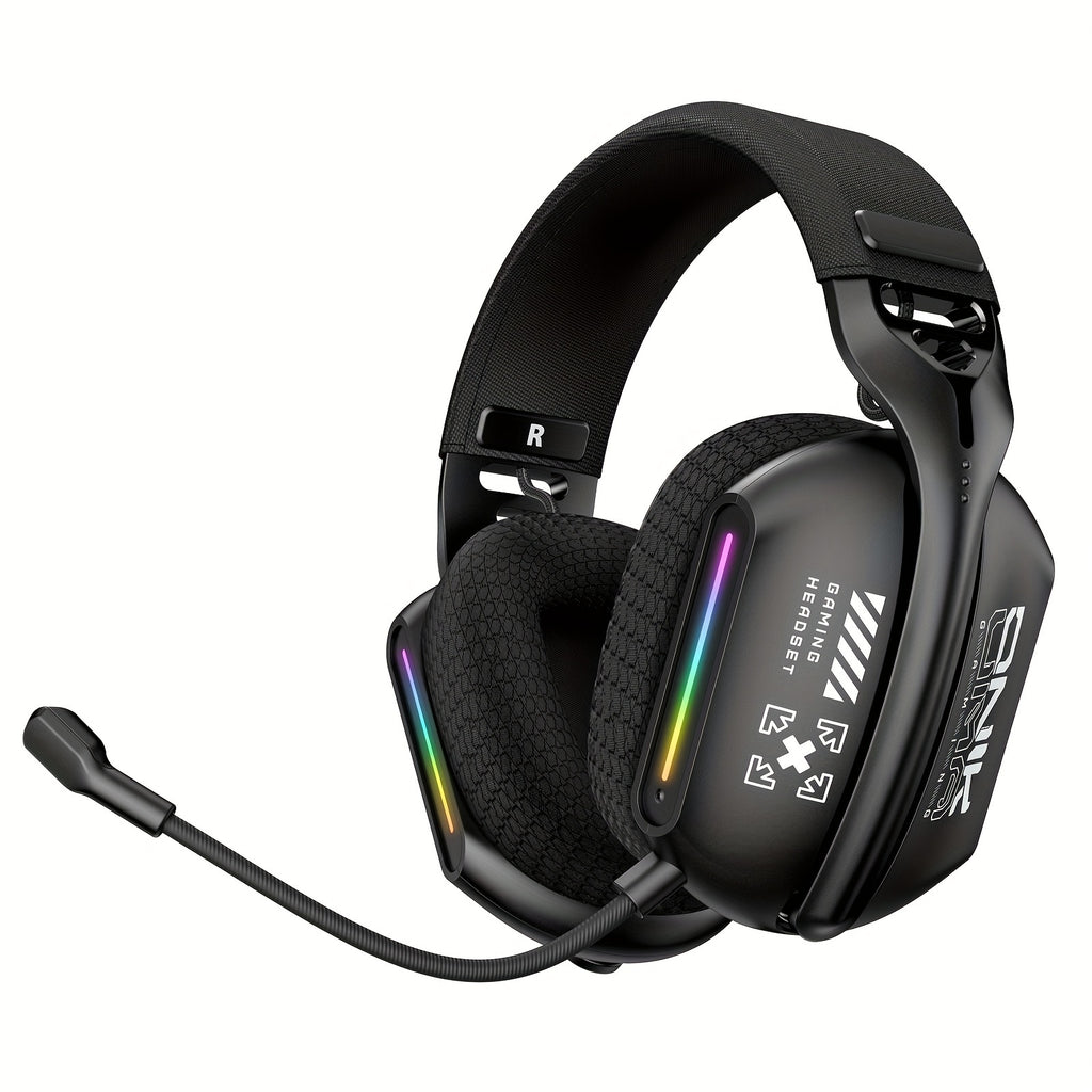 ONIKUMA 2.4G Tri-Mode Wireless Gaming Headset, Rechargeable Battery, Closed-back, Stereo Audio, 3.5mm Headphone Jack, Type-C Port Charging, Non - Waterproof, Push Button Type, Volume Control, Wireless 5.3, 2.4GHz, with Microp