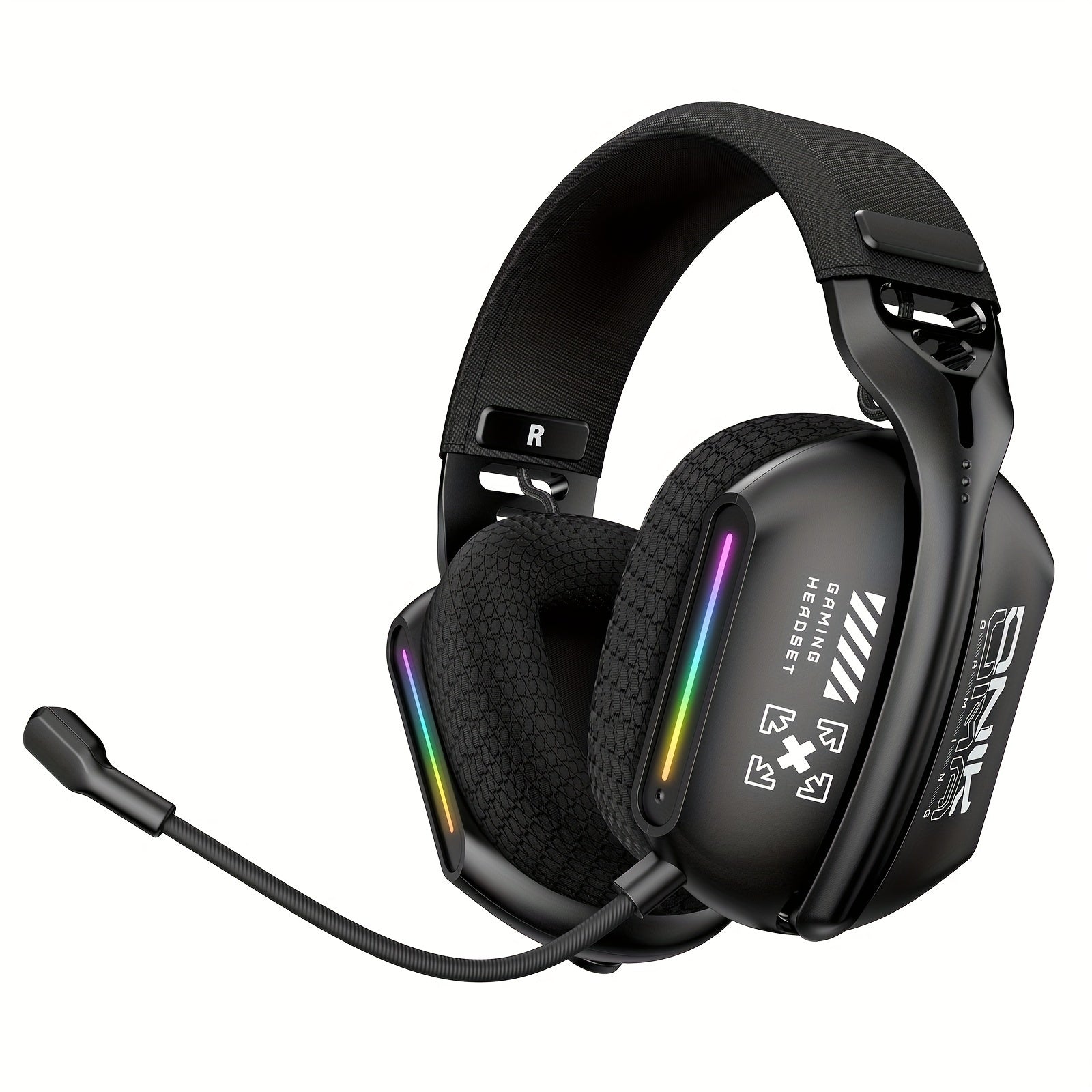 ONIKUMA 2.4G Tri-Mode Wireless Gaming Headset, Rechargeable Battery, Closed-back, Stereo Audio, 3.5mm Headphone Jack, Type-C Port Charging, Non - Waterproof, Push Button Type, Volume Control, Wireless 5.3, 2.4GHz, with Microp