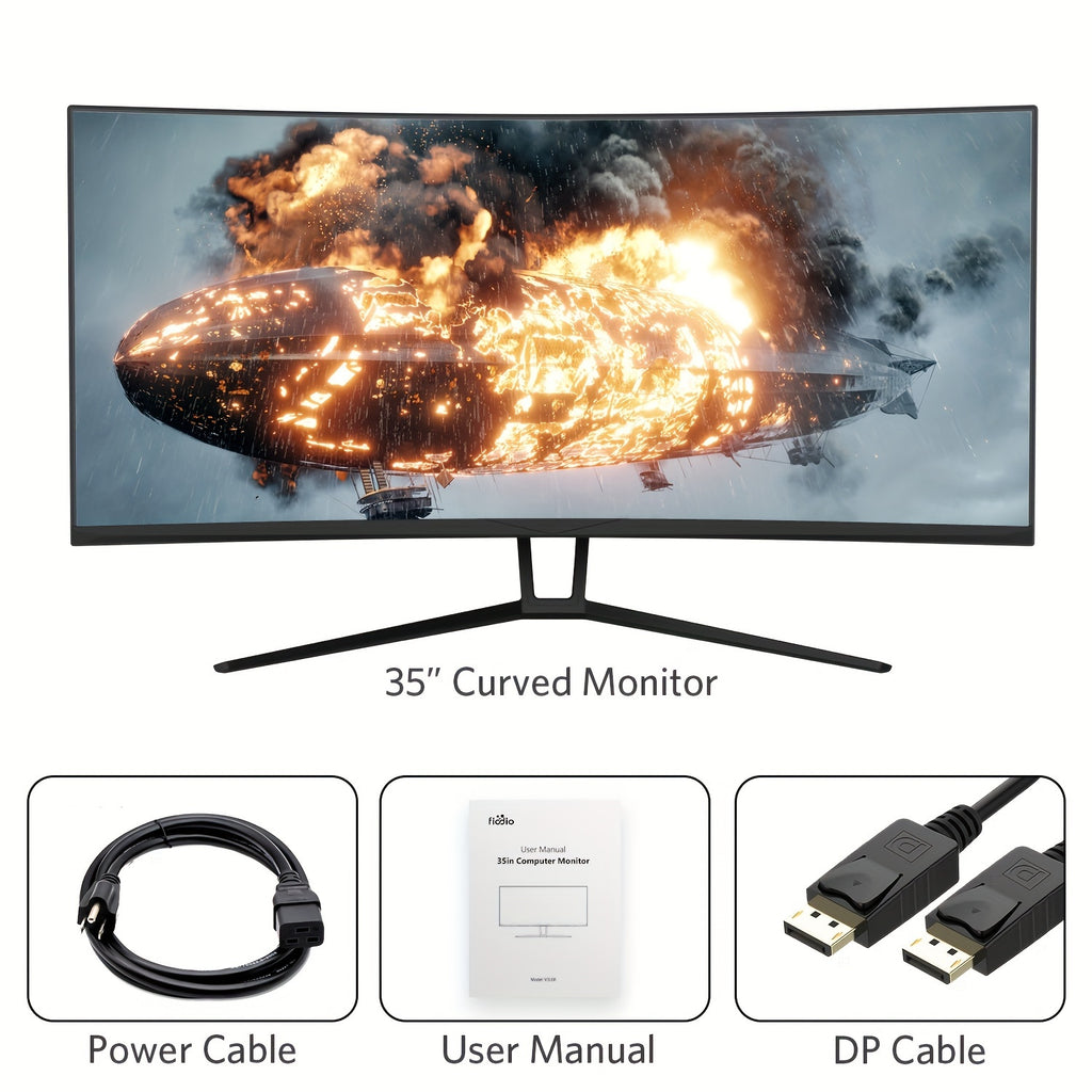 35in Ultra Wide QHD 21:9 Gaming Monitor, With Adaptive Sync, 120Hz Refresh Rate, Picture In Picture, By SRGB 99%, 2xHD, 2xDisplay Ports, R1800, 3440*1440P, (DP Cable Included)