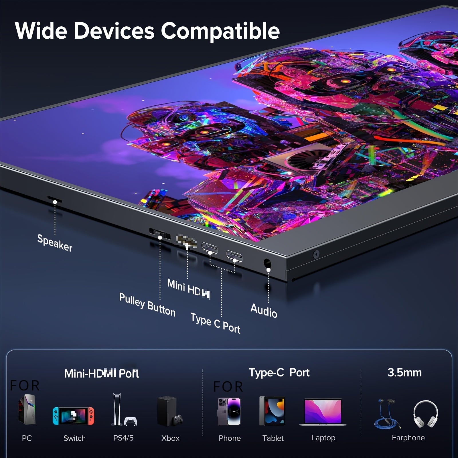 144HZ Gaming Monitor, 17.3" 2K Portable Monitor HDR FreeSync IPS Screen w/VESA for Esports Switch PS5 Xbox Steam Deck
