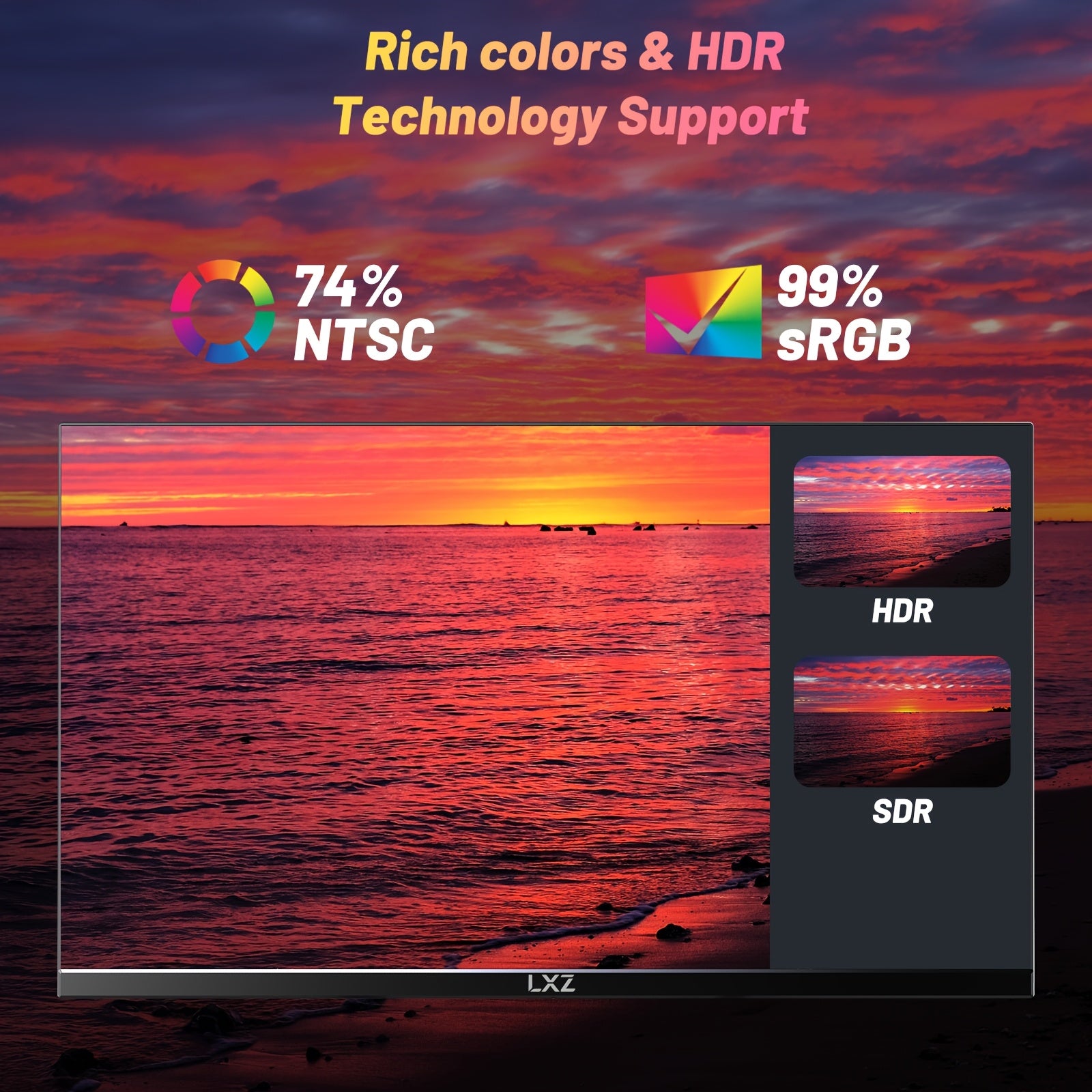 LXZ 24.5" Gaming Monitor - 200Hz FHD 1080P, Frameless Design with Built-in Speaker, Wall Mount Compatible - Perfect Christmas or Birthday Gift for Gamers, Gaming Room Decor, Boys Girls, Computer Monitor