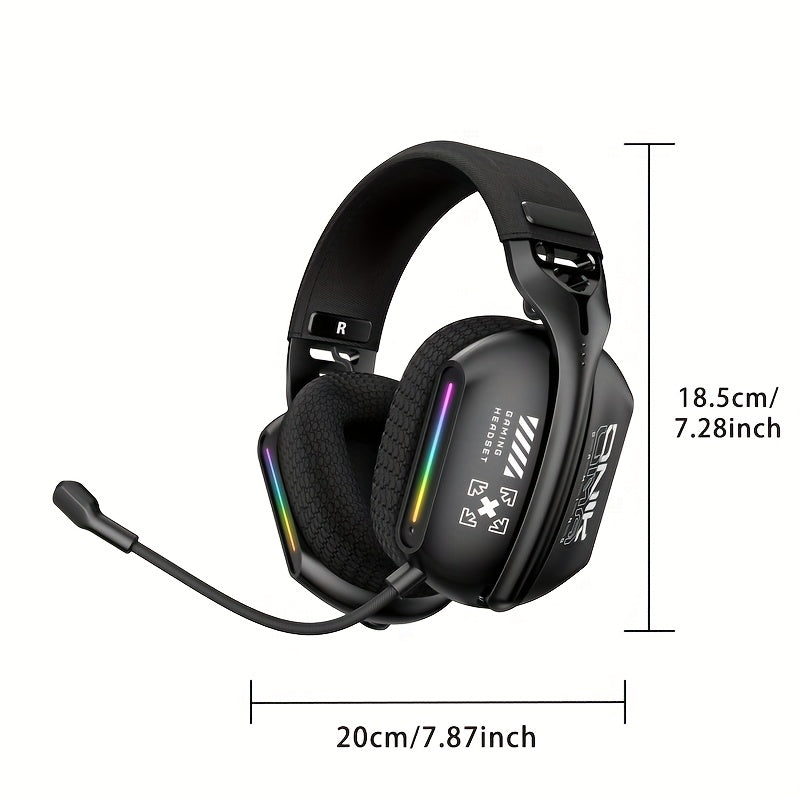 ONIKUMA 2.4G Tri-Mode Wireless Gaming Headset, Rechargeable Battery, Closed-back, Stereo Audio, 3.5mm Headphone Jack, Type-C Port Charging, Non - Waterproof, Push Button Type, Volume Control, Wireless 5.3, 2.4GHz, with Microp