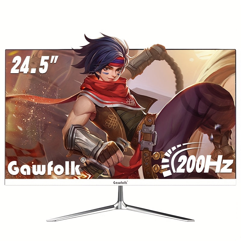 Gawfolk 24.5" Curved Gaming Monitor - 200Hz Full HD 1080P, Frameless IPS Display with Freesync, VA Panel, Dual HDTV & VESA 75x75 Connection, for PC & HDTV