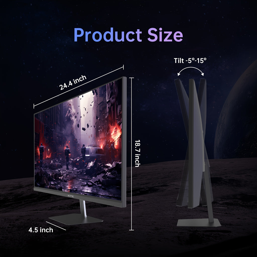 KTC 24.5'' Gaming Monitor 180Hz, Fast Ips 1080P 1 Ms, 128%sRGB HDR10, Freesync, HDTV X 2/DP X 1, VESA, Tilt Adjustable, Xbox PS5 Switch (HDMI Cable Included)