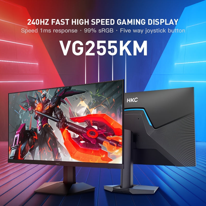 HKC VG255KM 24.5" Gaming Monitor - 240Hz, 1MS Response, High Color Gamut, HD Desktop Display with Tilt Adjustment