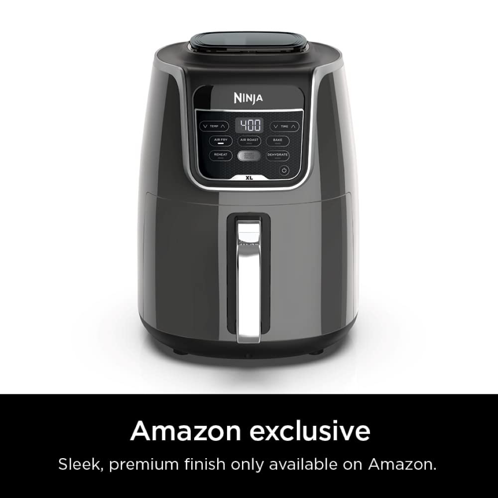 Ninja XL Air Fryer with MaxCrisp | 6.5 QT Capacity | 6-in-1 Max Crisp, Air Fry, Roast, Bake, Reheat & Dehydrate | 450°F Temp | 1750 Watts | Nonstick Basket, Crisper Plate & Recipe Guide | Grey | AF181