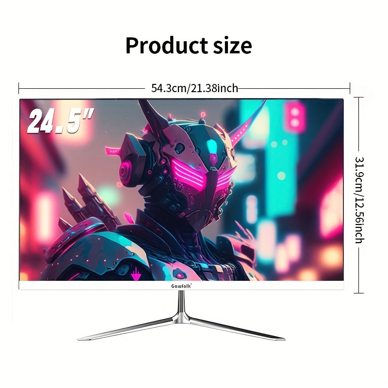 Gawfolk 24.5" Curved Gaming Monitor - 200Hz Full HD 1080P, Frameless IPS Display with Freesync, VA Panel, Dual HDTV & VESA 75x75 Connection, for PC & HDTV