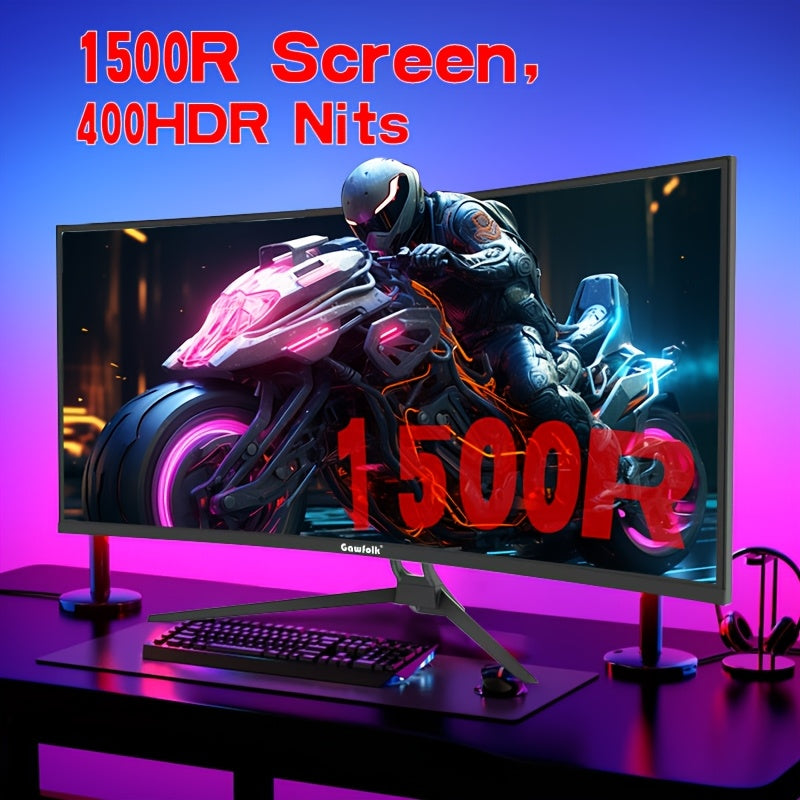 Gawfolk 34" Ultra-Wide Curved Gaming Monitor - 144Hz, UWQHD (3440x1440), Adaptive Sync, 178° Viewing Angle, Display Port, Wall Mount Compatible, Black