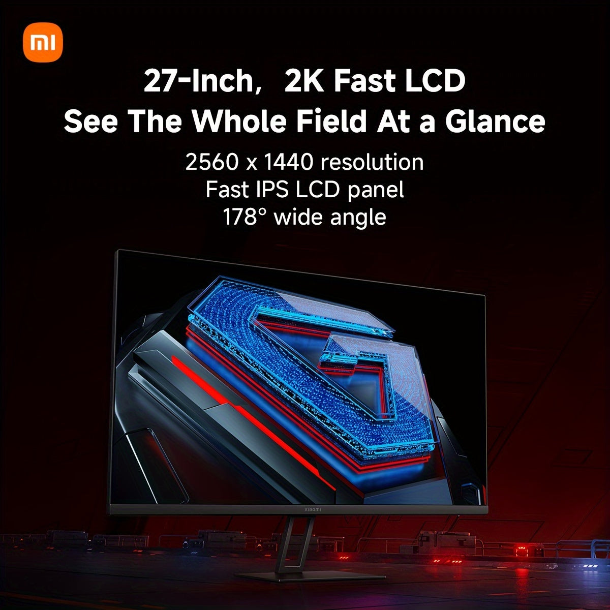 Xiaomi 2K Gaming Monitor G27Qi, 2560*1440, 2k Fast LCD, 1ms Response FreeSync, 180Hz Refresh Rate, 100% SRGB 95% DCI-P3, Low Blue Light Monitor
