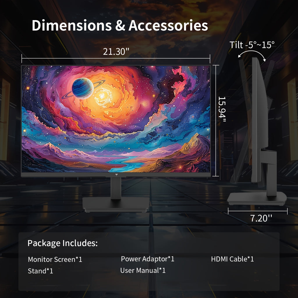 24" QHD 2K 100Hz IPS Gaming Monitor - 1300:1 Contrast, 122% SRGB, Anti-Blue Light, FreeSync & GSync, HDMI2.0/DP/Earphone - H24T27 for Gaming and Office Working