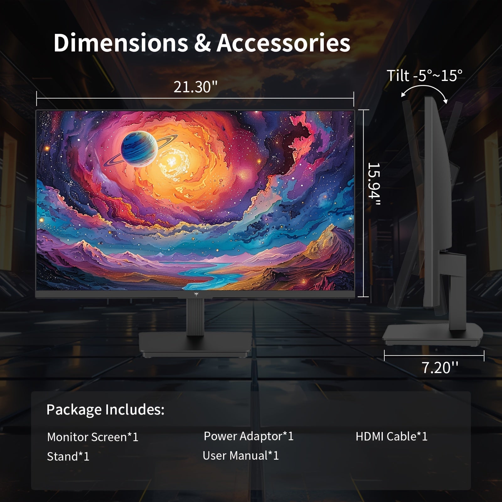 24" QHD 2K 100Hz IPS Gaming Monitor - 1300:1 Contrast, 122% SRGB, Anti-Blue Light, FreeSync & GSync, HDMI2.0/DP/Earphone - H24T27 for Gaming and Office Working