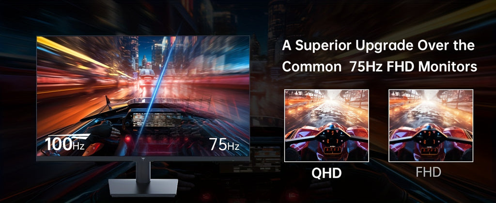 27" QHD 100Hz IPS Gaming Monitor - 2560x1440, 100% High Color Gamut, 123% SRGB, Anti-Blue Light, FreeSync & GSync, Ideal for Casual Gaming and Working