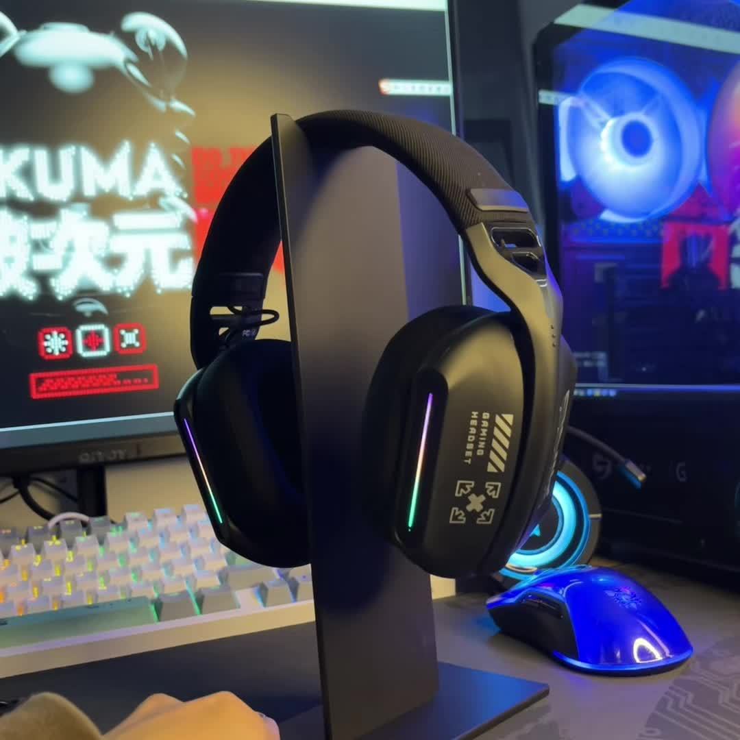 ONIKUMA 2.4G Tri-Mode Wireless Gaming Headset, Rechargeable Battery, Closed-back, Stereo Audio, 3.5mm Headphone Jack, Type-C Port Charging, Non - Waterproof, Push Button Type, Volume Control, Wireless 5.3, 2.4GHz, with Microp