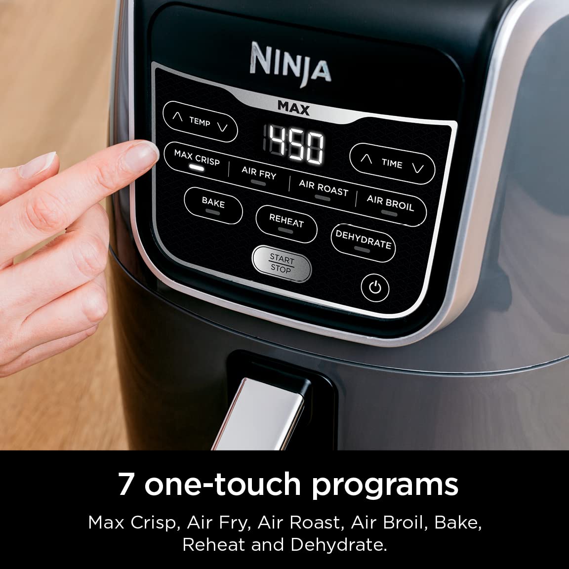 Ninja XL Air Fryer with MaxCrisp | 6.5 QT Capacity | 6-in-1 Max Crisp, Air Fry, Roast, Bake, Reheat & Dehydrate | 450°F Temp | 1750 Watts | Nonstick Basket, Crisper Plate & Recipe Guide | Grey | AF181
