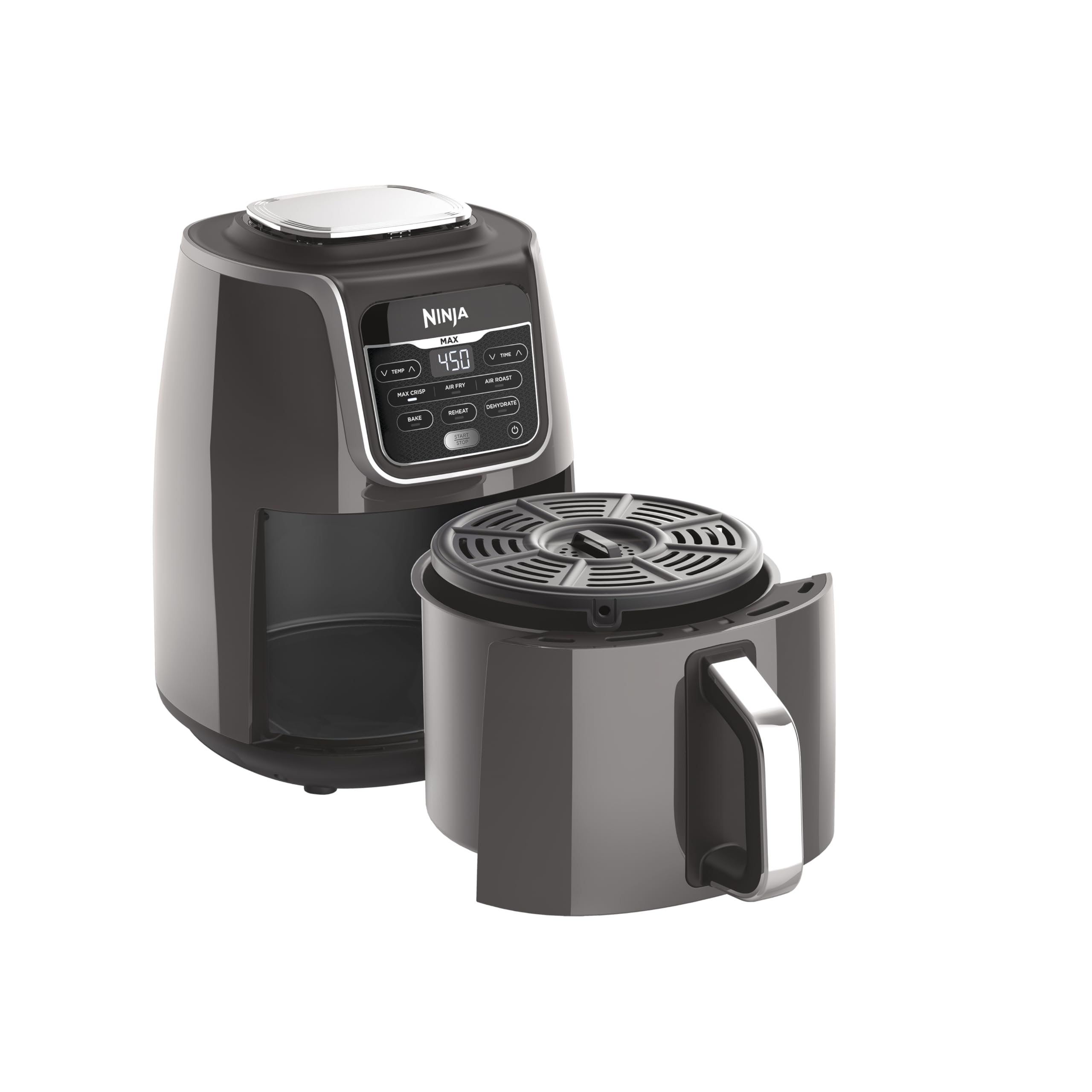 Ninja XL Air Fryer with MaxCrisp | 6.5 QT Capacity | 6-in-1 Max Crisp, Air Fry, Roast, Bake, Reheat & Dehydrate | 450°F Temp | 1750 Watts | Nonstick Basket, Crisper Plate & Recipe Guide | Grey | AF181