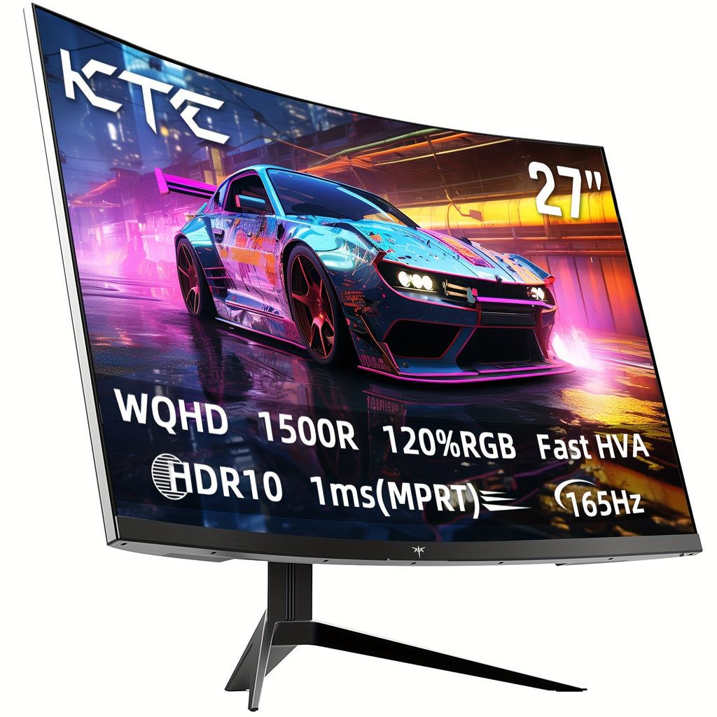 KTC 27 Inch Curved Gaming Monitor, 170Hz 1ms MPRT, 2K 1440P 144Hz Monitor, 1500R HVA Display, FreeSync Premium, HDR, 120%sRGB, DisplayPort/HDMI/USB, Vesa Support 3.9x3.9'', Computer Monitor For Gamers