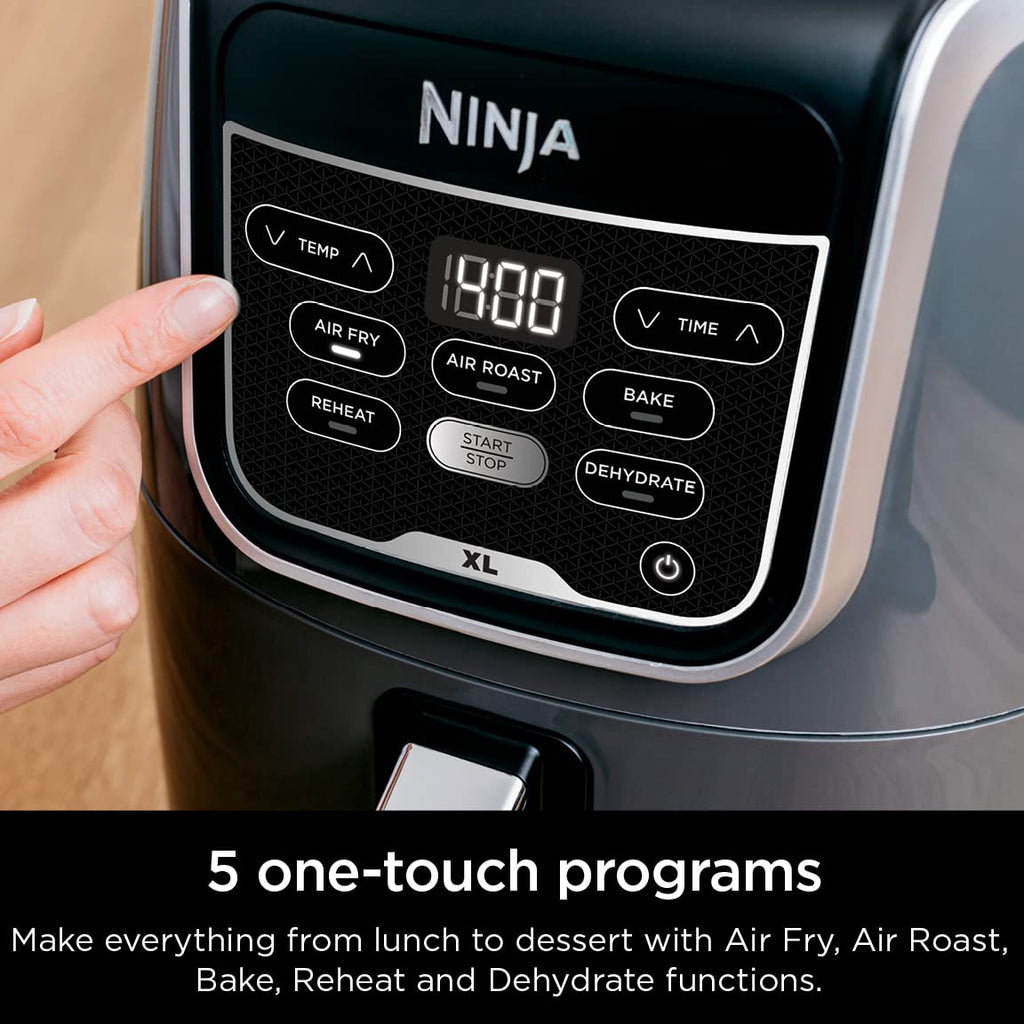 Ninja XL Air Fryer with MaxCrisp | 6.5 QT Capacity | 6-in-1 Max Crisp, Air Fry, Roast, Bake, Reheat & Dehydrate | 450°F Temp | 1750 Watts | Nonstick Basket, Crisper Plate & Recipe Guide | Grey | AF181