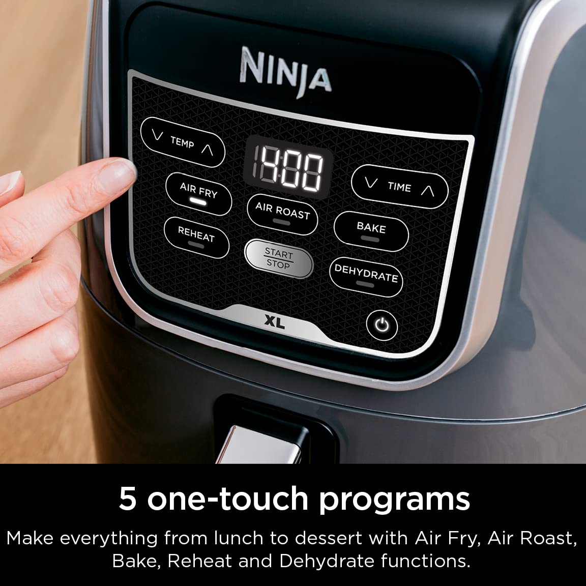 Ninja XL Air Fryer with MaxCrisp | 6.5 QT Capacity | 6-in-1 Max Crisp, Air Fry, Roast, Bake, Reheat & Dehydrate | 450°F Temp | 1750 Watts | Nonstick Basket, Crisper Plate & Recipe Guide | Grey | AF181