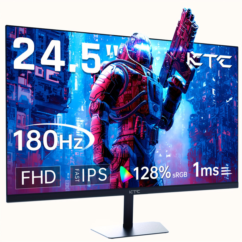 KTC 24.5'' Gaming Monitor 180Hz, Fast Ips 1080P 1 Ms, 128%sRGB HDR10, Freesync, HDTV X 2/DP X 1, VESA, Tilt Adjustable, Xbox PS5 Switch (HDMI Cable Included)