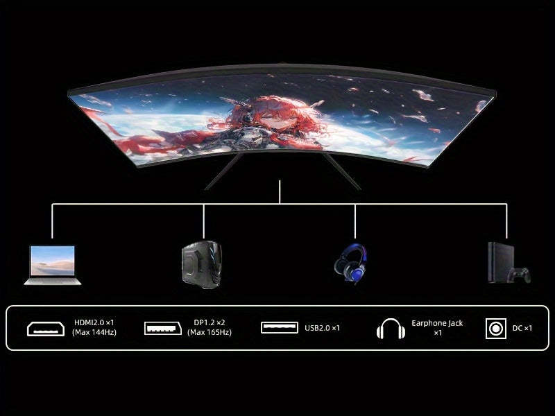 KTC 27 Inch Curved Gaming Monitor, 170Hz 1ms MPRT, 2K 1440P 144Hz Monitor, 1500R HVA Display, FreeSync Premium, HDR, 120%sRGB, DisplayPort/HDMI/USB, Vesa Support 3.9x3.9'', Computer Monitor For Gamers