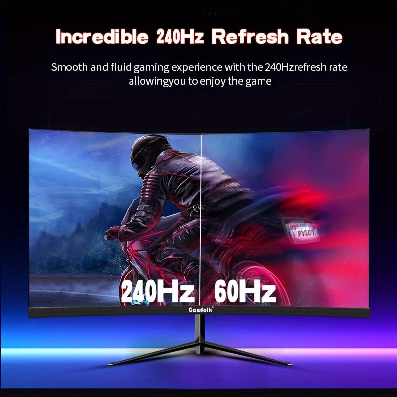 Gawfolk 32-inch 180/240Hz Gaming Monitor, Full HD 1K/2K 1920*1080/2560*1440 Resolution Frameless 1800R Curved Computer Screen with FreeSync And EyeCare Technology, Speakerless VESA Support