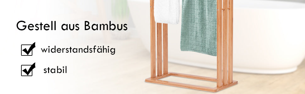 Towel Holder standing 3 stainless steel pole towel stand bamboo stand towel holder bathroom organizer