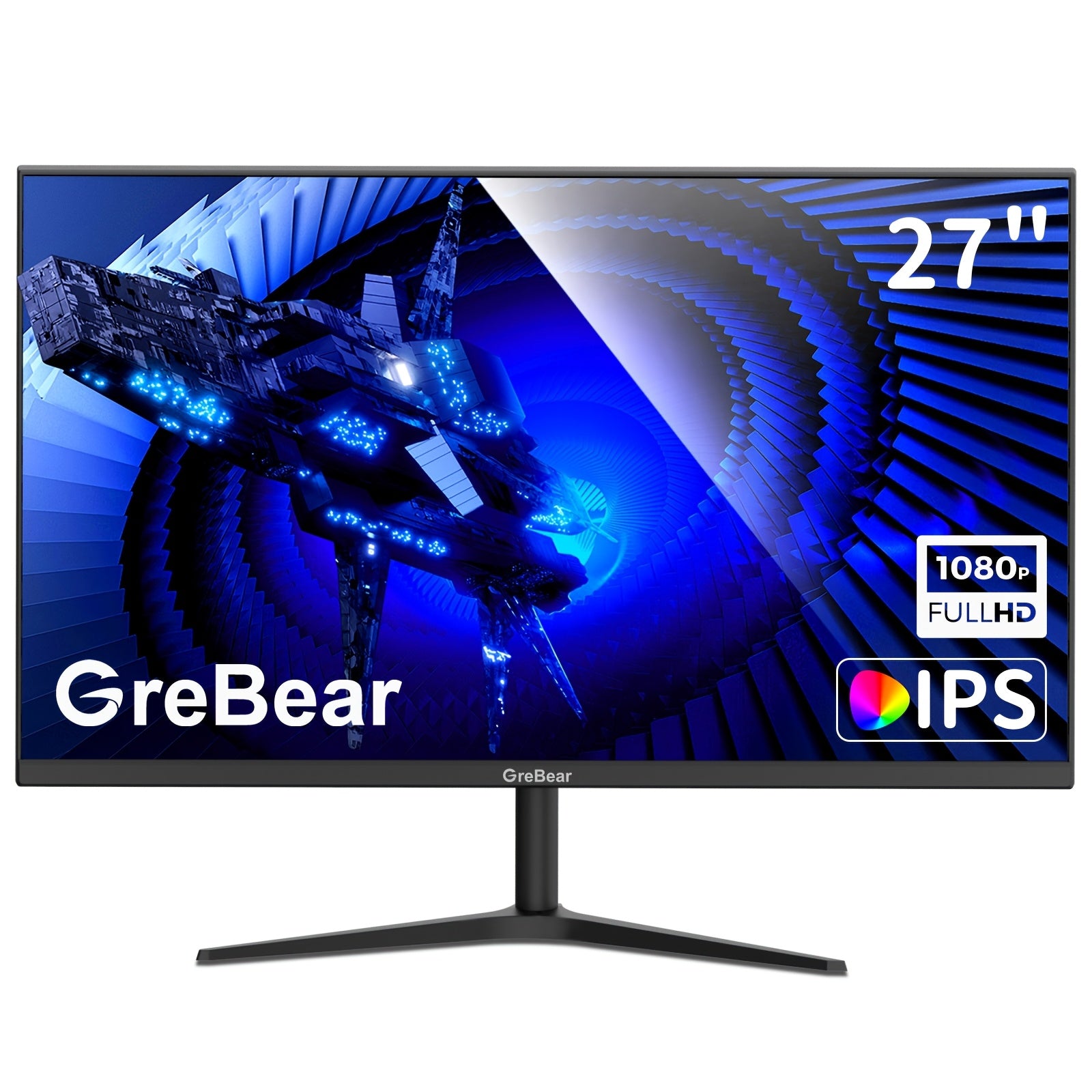 GreBear 24/27" FHD IPS Gaming Monitor - 1080P, 75Hz Refresh Rate, 99% SRGB, Low Blue Light, Anti-Glare LED Desktop Display with HDTV/VGA/Audio, Freesync & Tilt Adjustment
