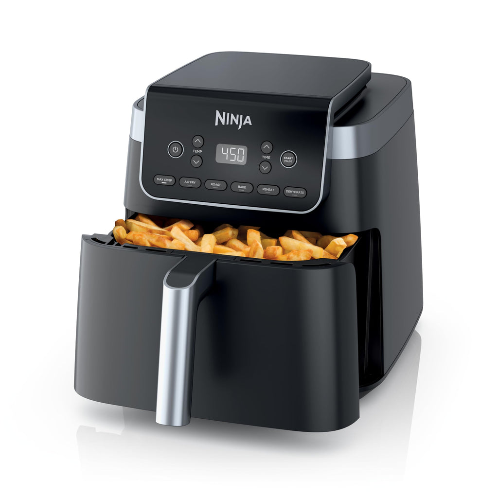 Ninja XL Air Fryer with MaxCrisp | 6.5 QT Capacity | 6-in-1 Max Crisp, Air Fry, Roast, Bake, Reheat & Dehydrate | 450°F Temp | 1750 Watts | Nonstick Basket, Crisper Plate & Recipe Guide | Grey | AF181