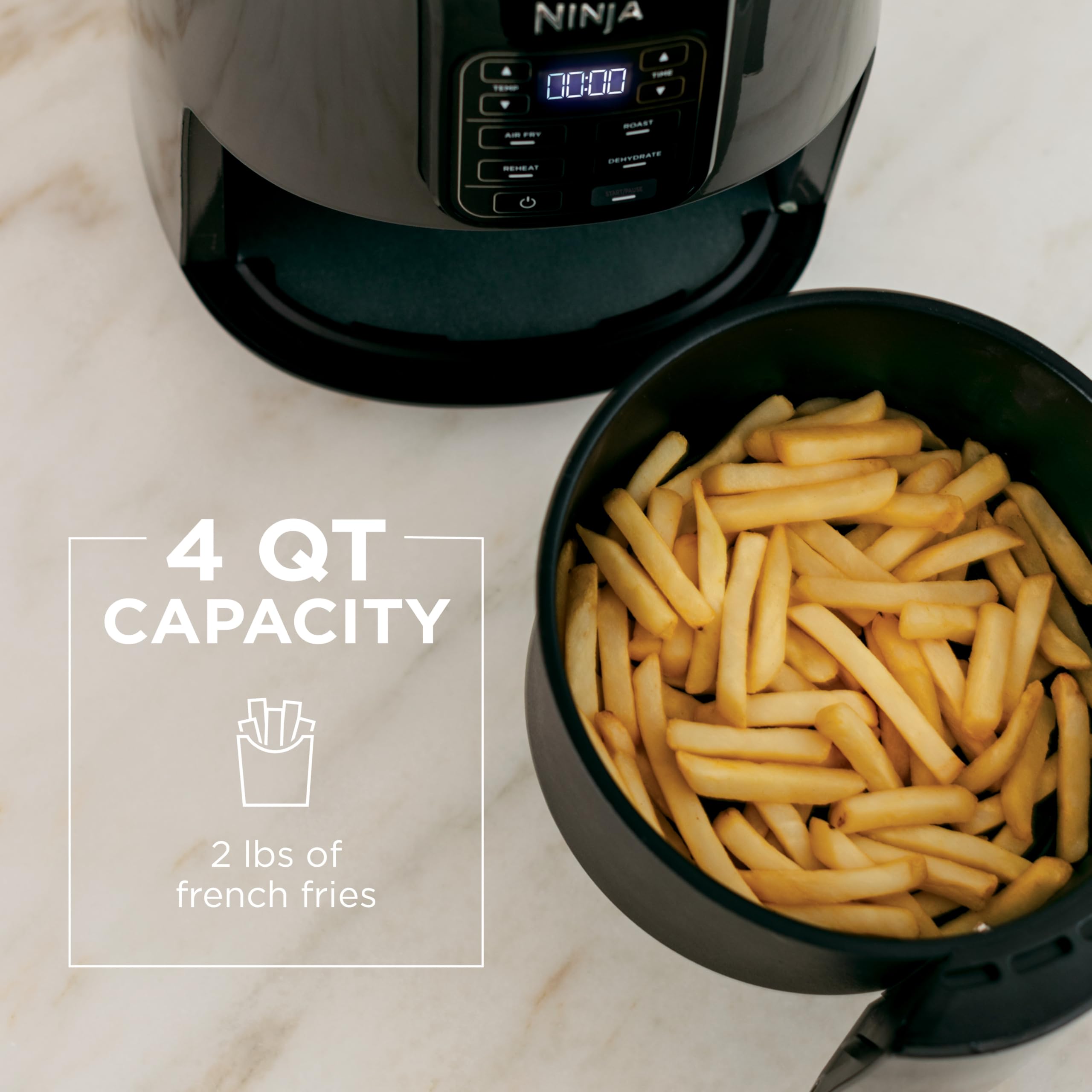 Ninja XL Air Fryer with MaxCrisp | 6.5 QT Capacity | 6-in-1 Max Crisp, Air Fry, Roast, Bake, Reheat & Dehydrate | 450°F Temp | 1750 Watts | Nonstick Basket, Crisper Plate & Recipe Guide | Grey | AF181