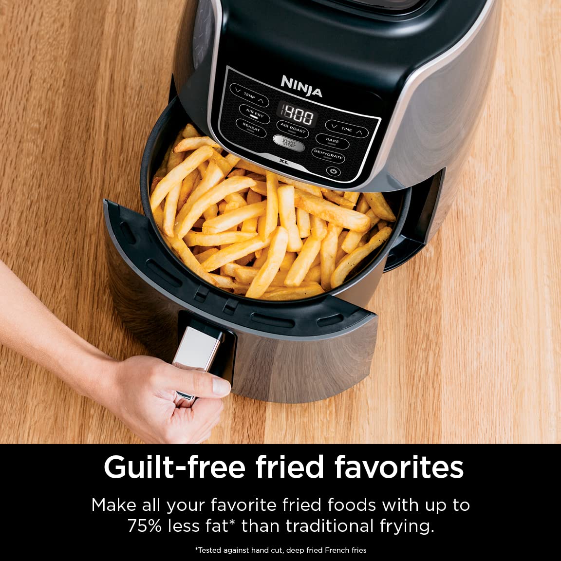 Ninja XL Air Fryer with MaxCrisp | 6.5 QT Capacity | 6-in-1 Max Crisp, Air Fry, Roast, Bake, Reheat & Dehydrate | 450°F Temp | 1750 Watts | Nonstick Basket, Crisper Plate & Recipe Guide | Grey | AF181